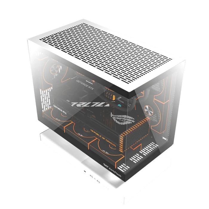 Darkflash FLOATRON F1 Micro-ATX Mid-Tower PC Gaming Case - White - PakByte Computers
