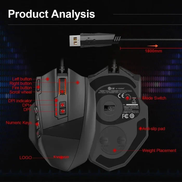 E-Yooso X39 Wired Gaming Mouse - Black