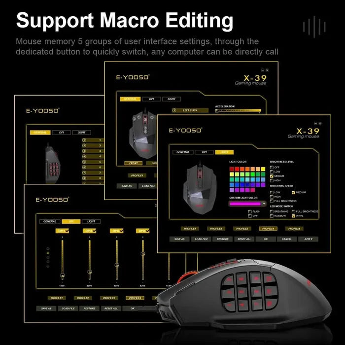 E-Yooso X39 Wired Gaming Mouse - Black
