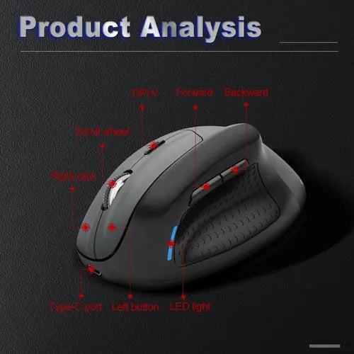 E-Yooso X45 Ergonomic Wireless Vertical Mouse - Black