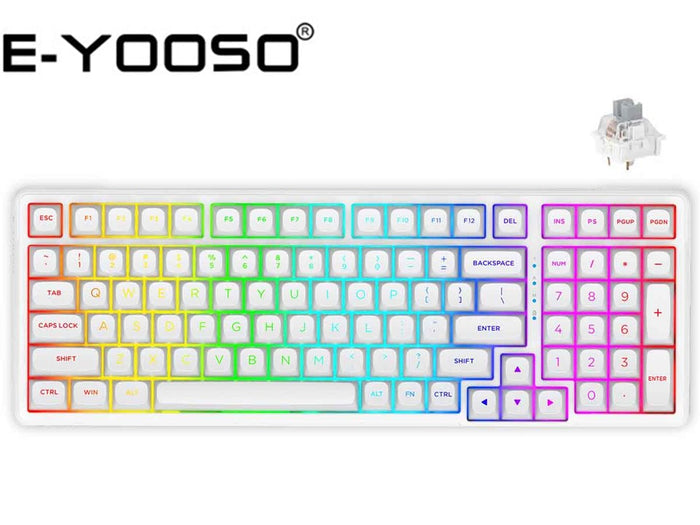 E-Yooso Z-99 RGB 99-Keys Silverwood Switch Wired Mechanical Keyboard - White
