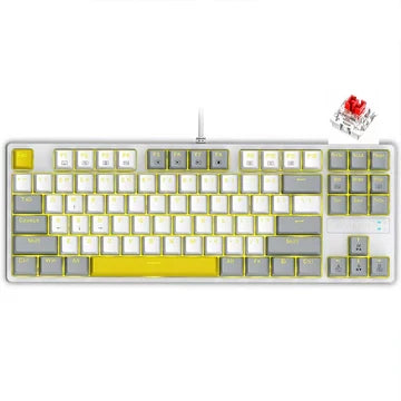 E-Yooso Z87 Wired 87 Key Mechanical Gaming Keyboard - White/Gray