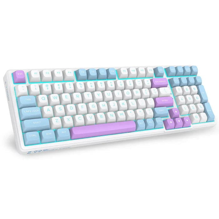 E-Yooso Z99 Wireless Tri-Mode Bluetooth Mechanical Keyboard - White/Purple/Blue