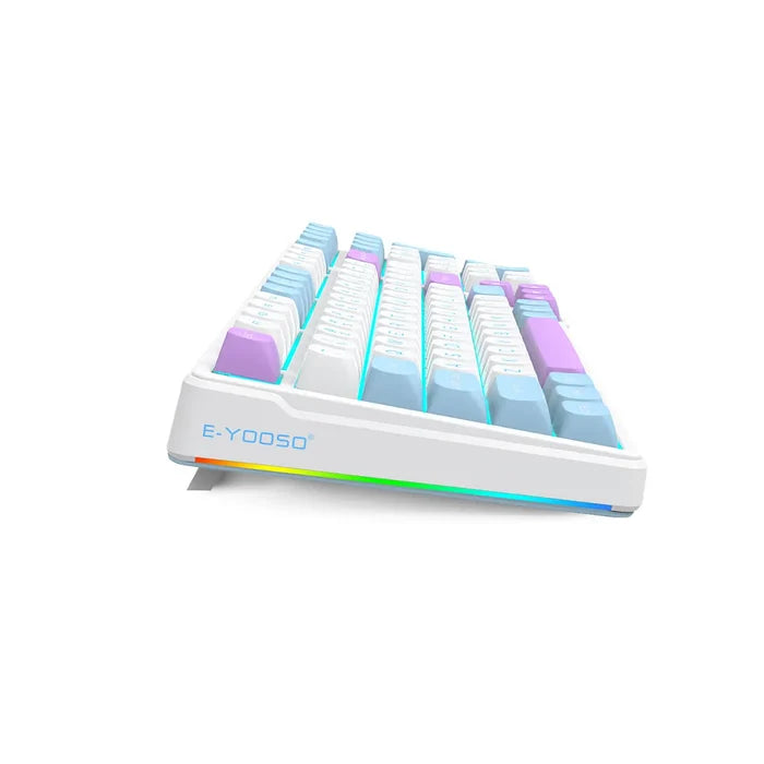 E-Yooso Z99 Wireless Tri-Mode Bluetooth Mechanical Keyboard - White/Purple/Blue