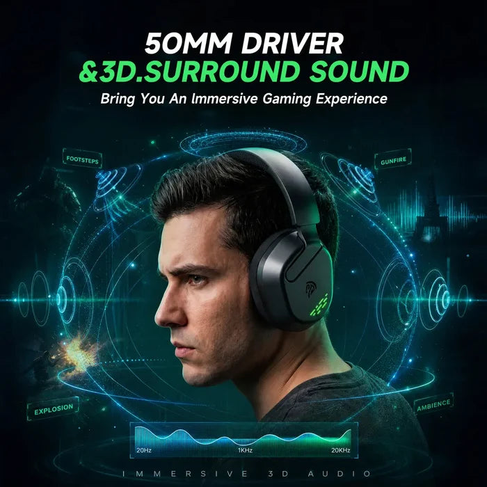 EasySMX E02 Multi-Mode Wireless Tri-Mode Gaming Headset - Black