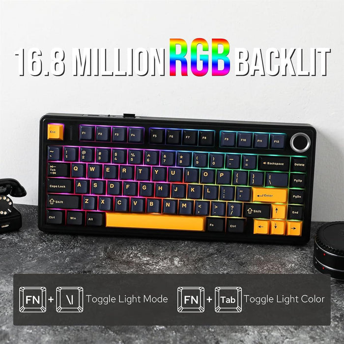 Epomaker x Aula F75 75% Wireless Hot Swappable Gaming Keyboard - Black (Ice Vein Switch) - PakByte Computers