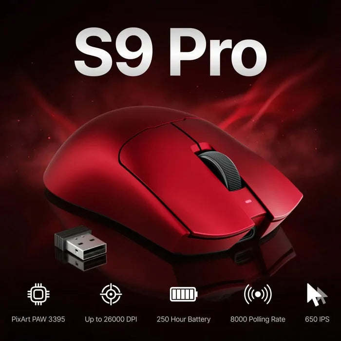 Eweadn S9 Pro Wireless Gaming Mouse - Flame Red