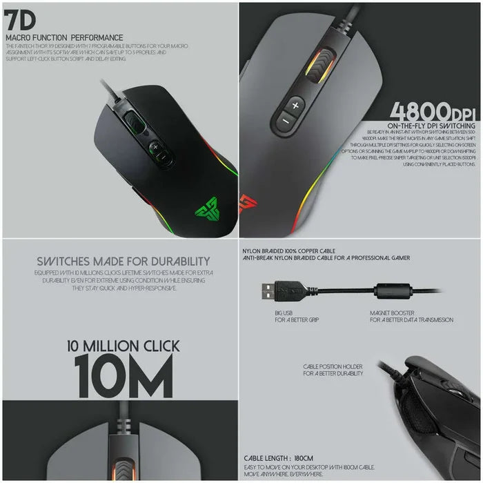 Fantech Thor X9 Wired Gaming Mouse - Black