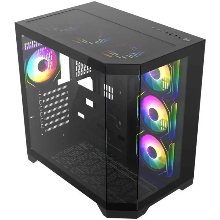 GameMax Hype-A BK Mid-Tower ATX Tempered Glass Computer Case - Black