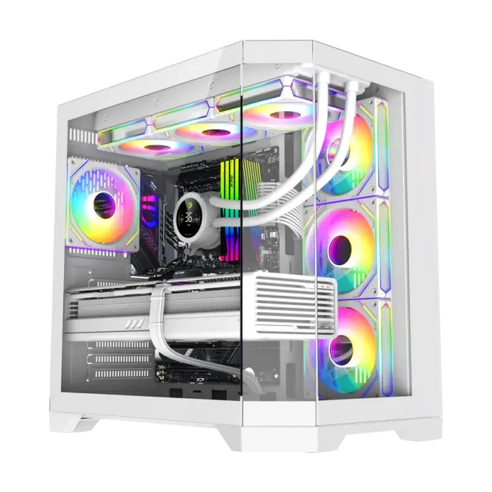 GameMax Hype-A Mid-Tower ATX Tempered Glass Computer Case - White