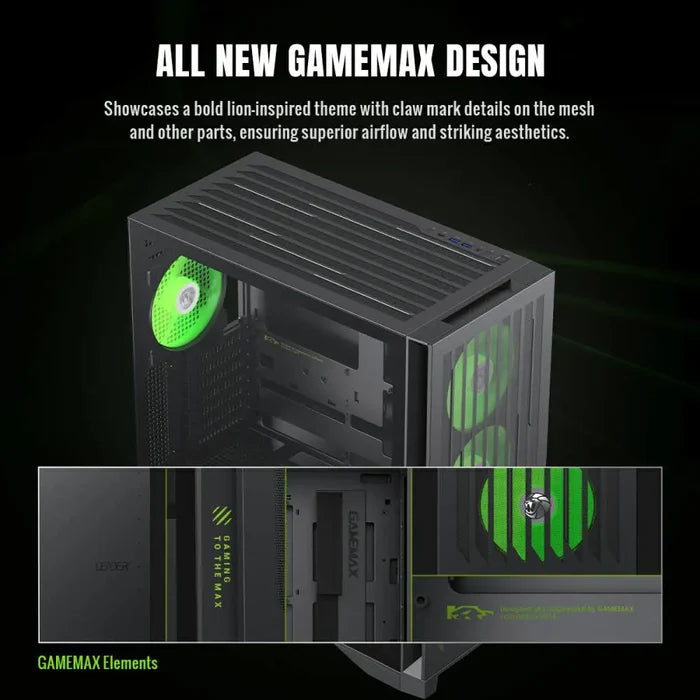 GameMax Leader 2 BK ARGB Mid-Tower eATX Gaming Case - Black