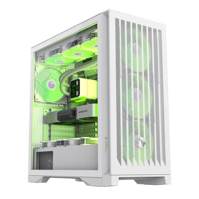 GameMax Leader 2 WH ARGB Mid-Tower eATX Gaming Case - White