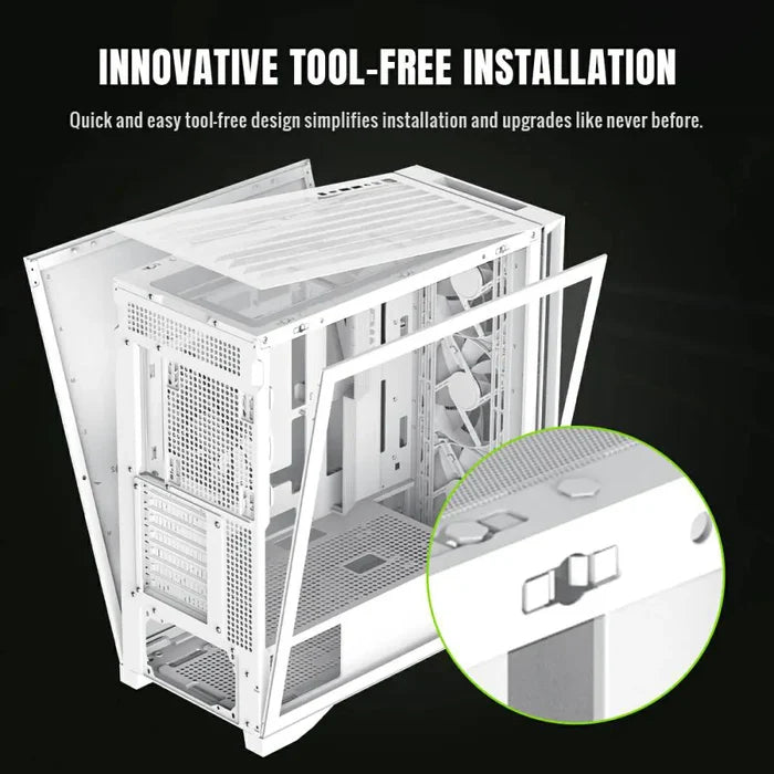 GameMax Leader 2 WH ARGB Mid-Tower eATX Gaming Case - White