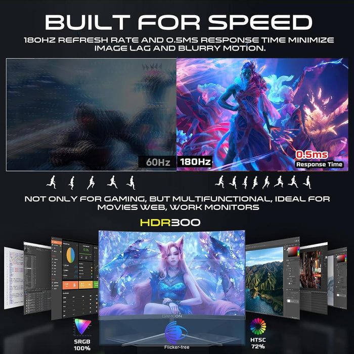 GameOn GOC27Q180VA Pro Series 2k Curved, 180hz Gaming Monitor, 27 inch, 2560x1440p QHD Fast VA Panel, 180Hz, 0.5ms - PakByte Computers