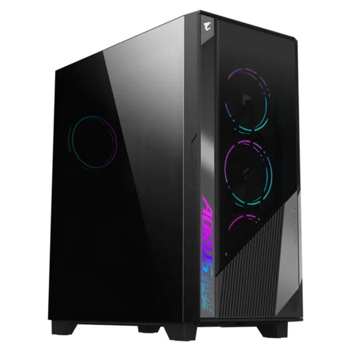 GIGABYTE AORUS C500 GLASS E-ATX Mid Tower PC Gaming Case, Pre-installed 4x ARGB Fans – Black