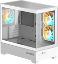 GIGABYTE C201 PANORAMIC Micro-ATX Mid Tower PC Gaming Case, Pre-installed 3x ARGB Fan - White