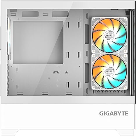 GIGABYTE C201 PANORAMIC Micro-ATX Mid Tower PC Gaming Case, Pre-installed 3x ARGB Fan - White