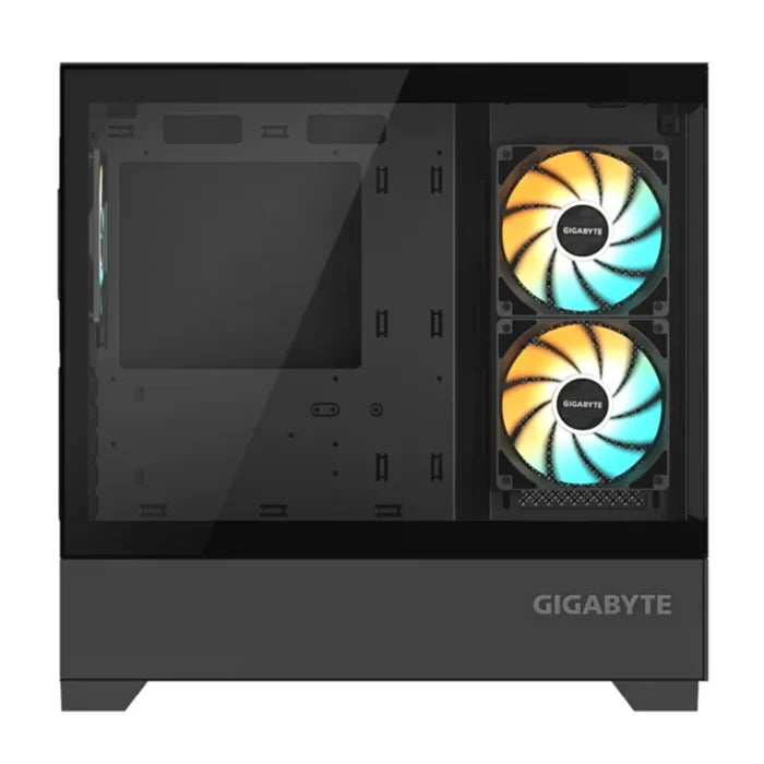 GIGABYTE C201 PANORAMIC Micro-ATX Mid Tower PC Gaming Case, Pre-installed 3x ARGB Fans – Black