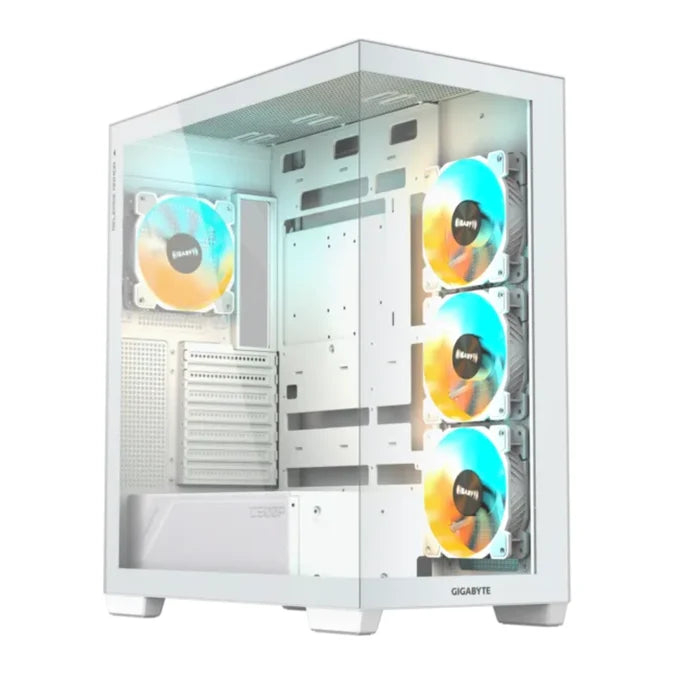 GIGABYTE C500 PANORAMIC STEALTH ICE ATX Mid Tower PC Gaming Case, Pre-installed 4x ARGB Fans – White