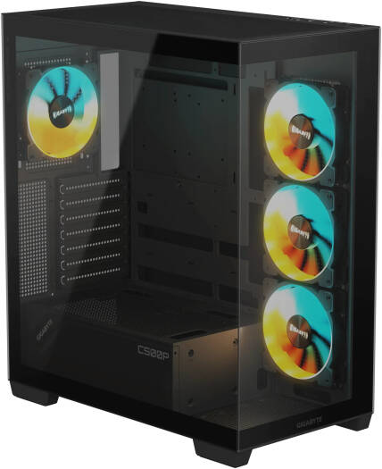 GIGABYTE C500 PANORAMIC STEALTH ICE ATX Mid Tower PC Gaming Case, Pre-installed 4x ARGB Fans – Black