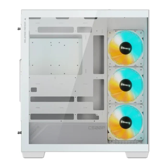 GIGABYTE C500 PANORAMIC STEALTH ICE ATX Mid Tower PC Gaming Case, Pre-installed 4x ARGB Fans – White