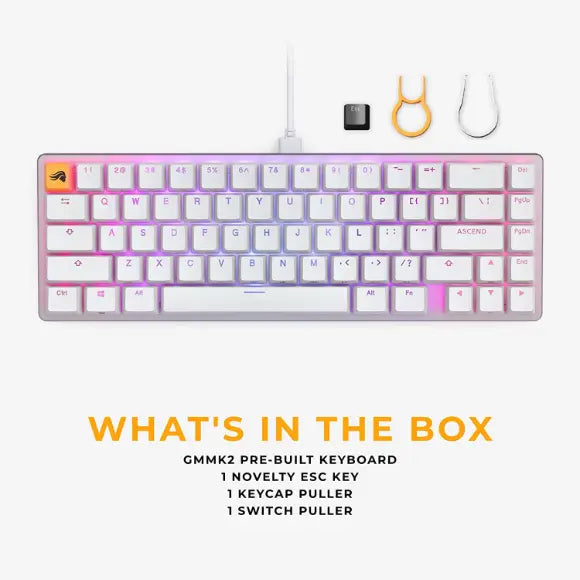 Glorious GMMK 2 Compact TKL (White) Mechanical Gaming Keyboard, Red Switches, GLO-GMMK2-65-FOX-W - PakByte Computers