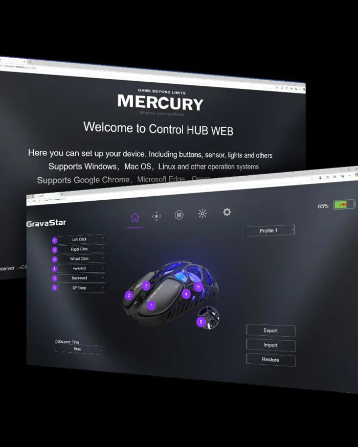 GravaStar Mercury X Wireless Gaming Mouse - Black - PakByte Computers