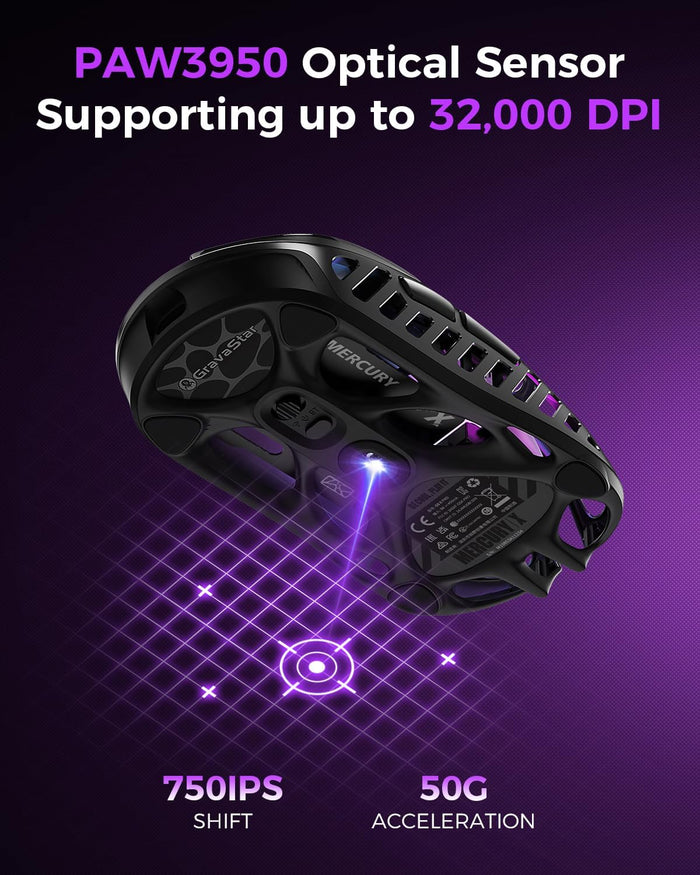 GravaStar Mercury X Wireless Gaming Mouse - Interstellar Silver - PakByte Computers