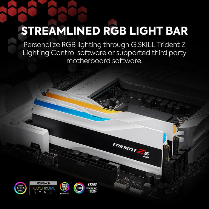 G.SKILL Trident Z5 RGB Series 32GB (2x16GB) DDR5 RAM 6000MHz (Intel XMP 3.0) Desktop Computer Memory UDIMM - Matte White - PakByte Computers