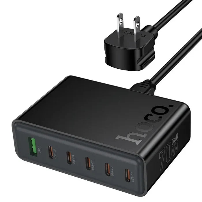 HOCO C152 – Modern PD70W 6-Port (5C1A) Desktop Charger