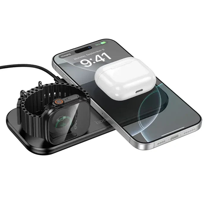 HOCO CW65 – North 3 in 1 Desktop Wireless Fast Charger - Black