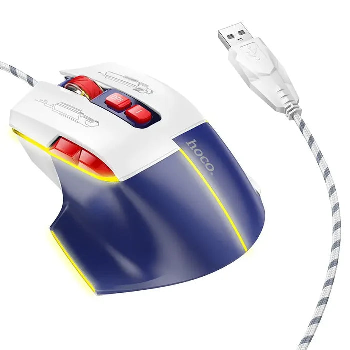 HOCO GM31 – Overlord Luminous Wired Gaming Mouse - White Blue