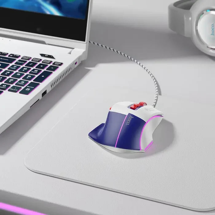 HOCO GM31 – Overlord Luminous Wired Gaming Mouse - White Blue