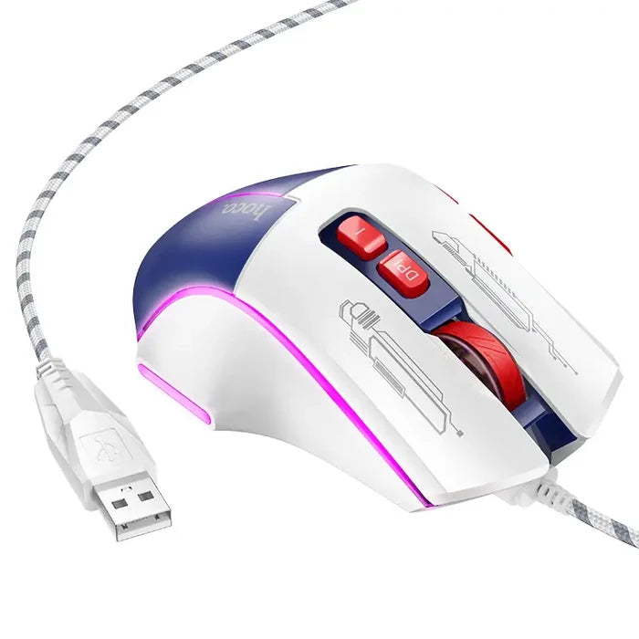 HOCO GM31 – Overlord Luminous Wired Gaming Mouse - White Blue