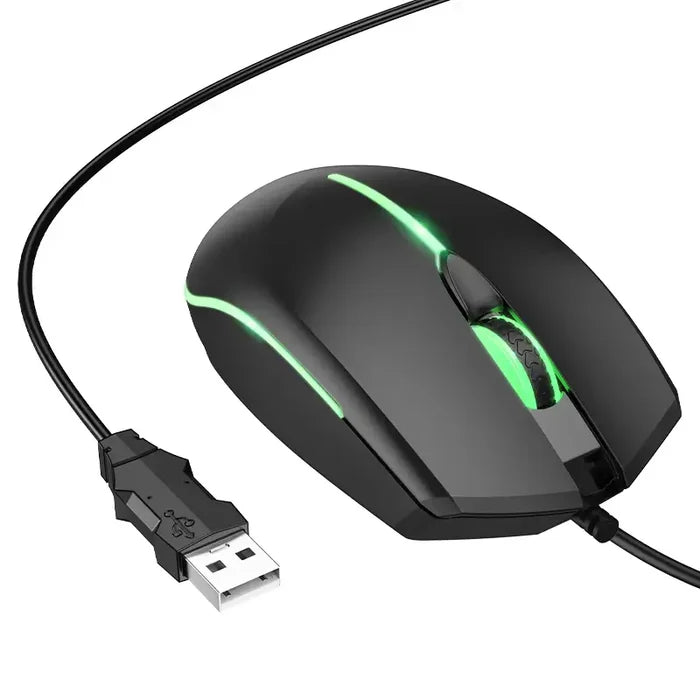 HOCO GM37 – Wonderful Gaming Luminous Wired Mouse - Black