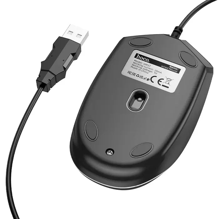 HOCO GM37 – Wonderful Gaming Luminous Wired Mouse - Black
