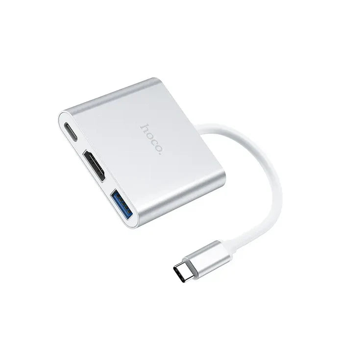 HOCO HB14 – Easy Use Type-C Adapter (Type-C to USB3.0+HDMI+PD) - Silver