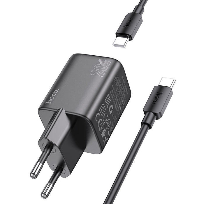 Hoco N40 Mighty Wall charger PD20W EU cable set - Black