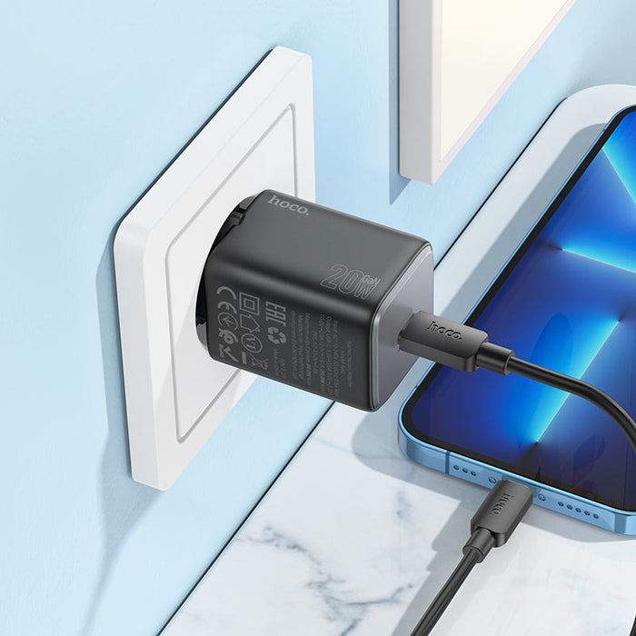 Hoco N40 Mighty Wall charger PD20W EU cable set - Black
