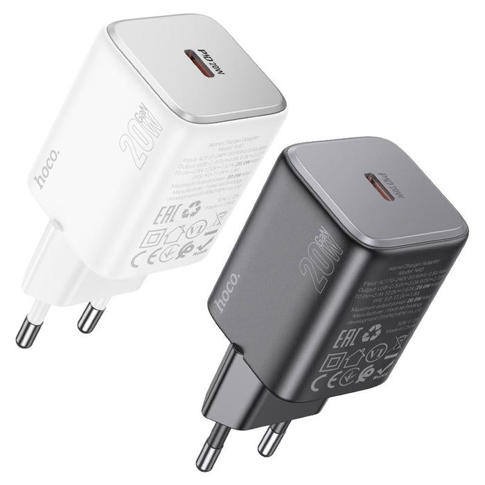 Hoco N40 Mighty Wall charger PD20W EU cable set - Black