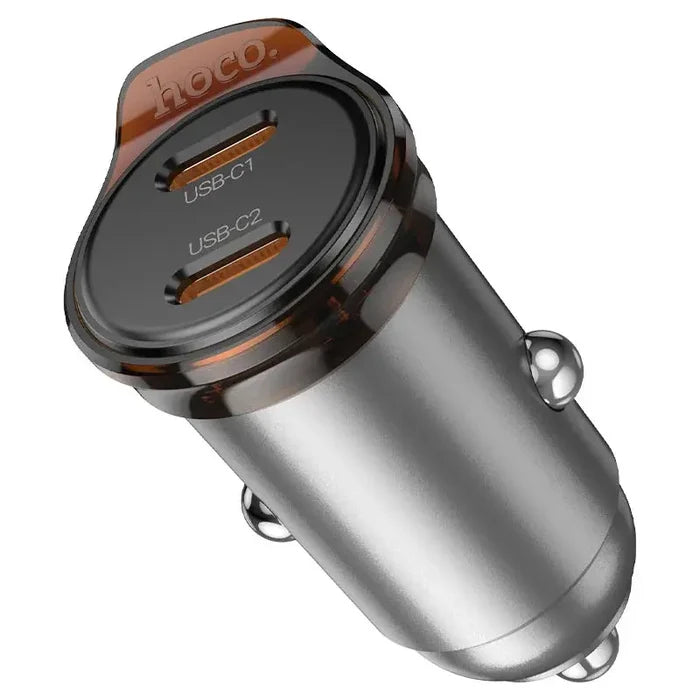 HOCO NZ16B – Rigorous PD45W (2C) Car Charger - Silver