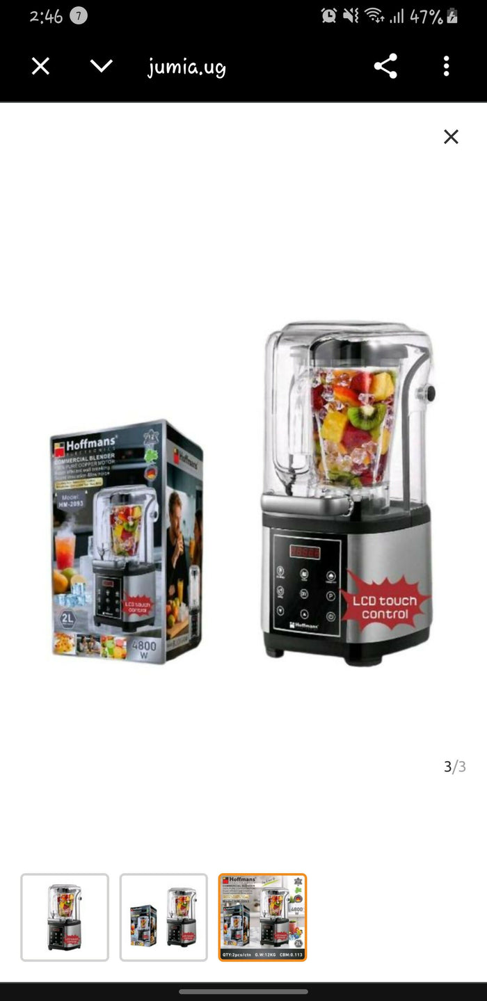 Hoffmans HM-2093 Commercial Silent Blender 2L 4800W LCD Touch Control - Sound Insulation Low Noise