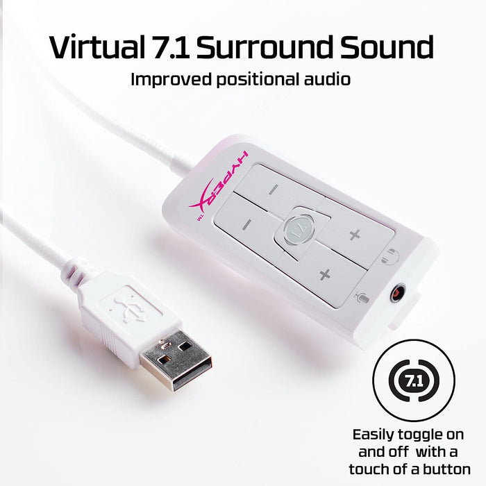 HyperX Cloud 2 - Gaming Headset, 7.1 Virtual Surround Sound - White/Pink