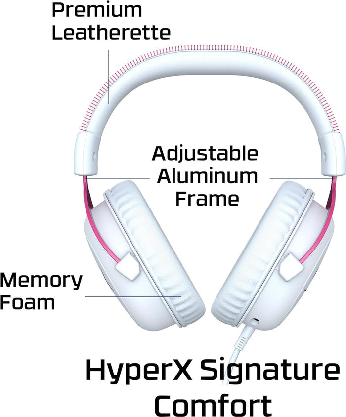 HyperX Cloud 2 - Gaming Headset, 7.1 Virtual Surround Sound - White/Pink