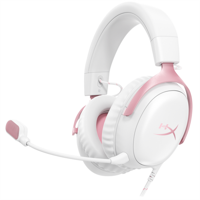 HyperX Cloud 3 Wired Gaming Headset – White/Pink - PakByte Computers