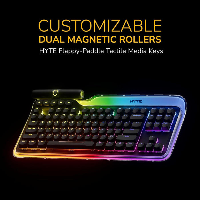 HYTE Keeb TKL - Modern Human Interface - Customizable Tenkeyless Wired Crystal Bubble RGB Gasket Mounted Mechanical Keyboard - PakByte