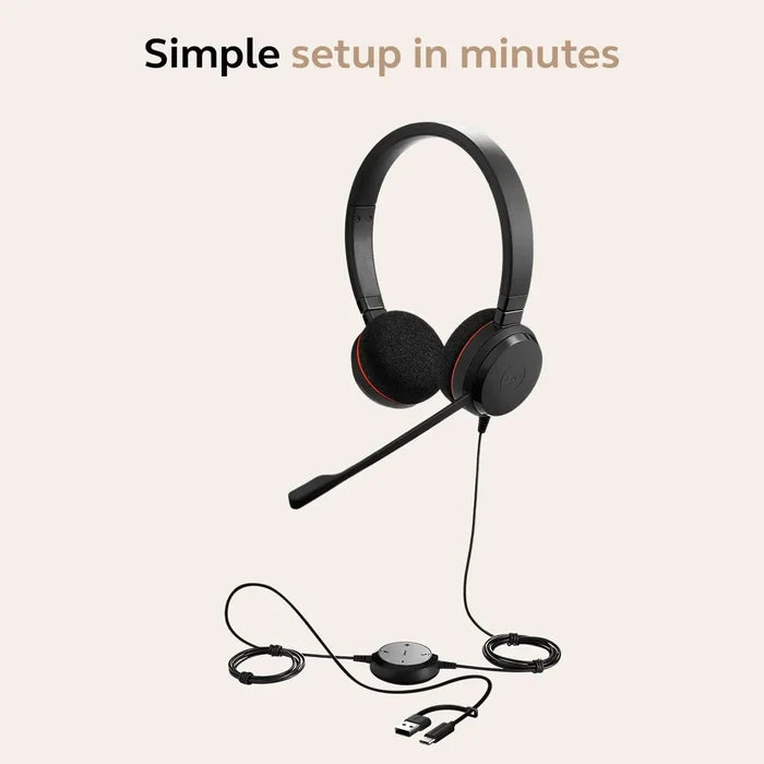 Jabra Evolve 20 Wired Headset - Black