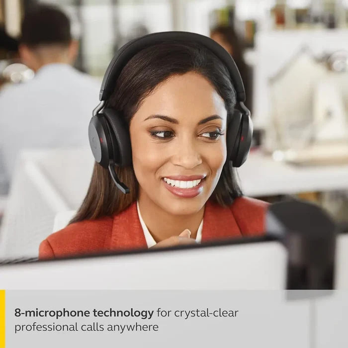 Jabra Evolve2 75 PC Wireless Headset with 8-Microphone Technology - Black