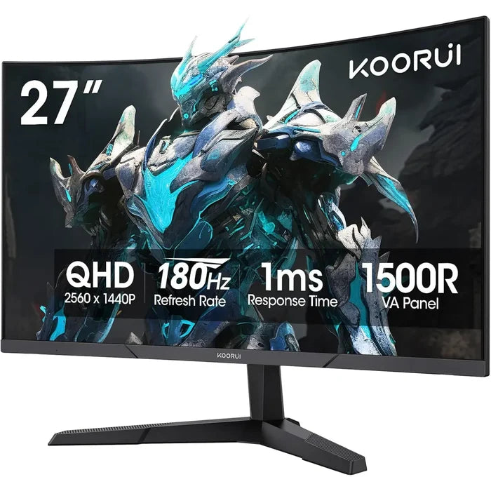 Koorui 27E6QCA 27 Inch 180hz Curved Gaming Monitor, QHD (2560 x 1440) 1ms VA 1500R Display - PakByte Computers
