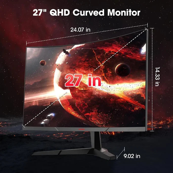 Koorui 27E6QCA 27 Inch 180hz Curved Gaming Monitor, QHD (2560 x 1440) 1ms VA 1500R Display - PakByte Computers